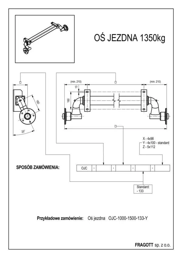 Oś 1350kg 1400-1810-130-5x112 - obrazek 2