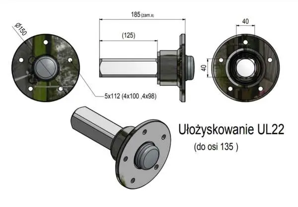 Piasta z czopem kompletna 1350kg - obrazek 4